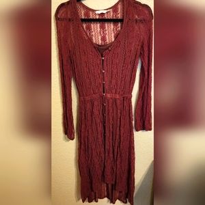 Long sleeve sheer dress with slip